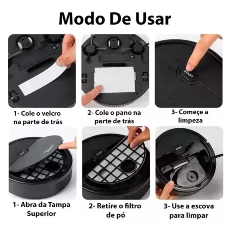 Robô De Varredura 3 Em 1 Aspirador Inteligente Carregador